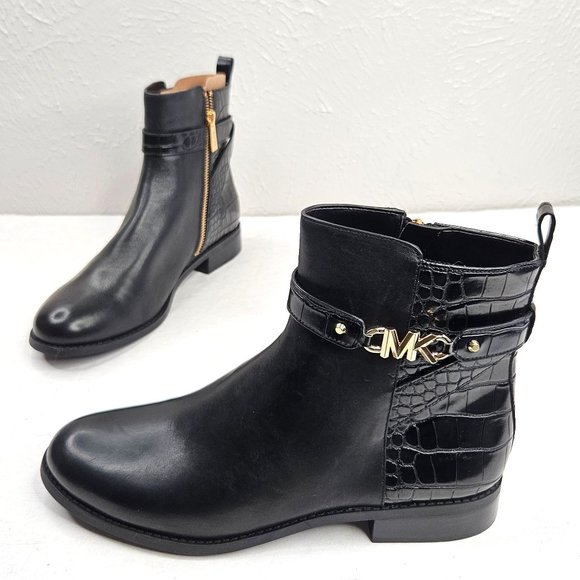 MICHAEL Michael Kors Shoes - Michael Kors Western Ankle Booties Sz 9.5 Black Leather Low Heel Equestrian Boot